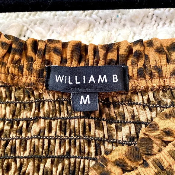 William B Cheetah Print Long Blouson Sleeve Ruched Back Crop Top Size Medium - Picture 7 of 12